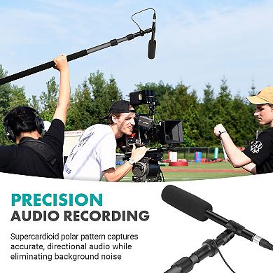Movo Boom Mic Bundle - Shotgun Microphone with Telescoping Boom Pole and XLR Cable