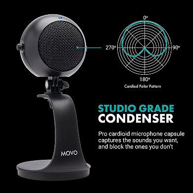 Movo WebMic Desktop USB Microphone with Stand