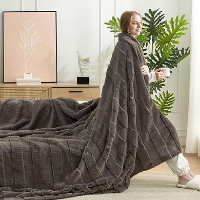 Embossed Split Striped Blanket