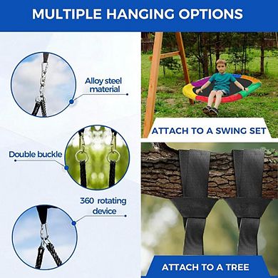 Oval Saucer Tree Swing with Straps (Multicolor)