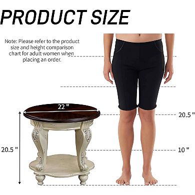 Vintage Small Round Wood End Table Side Table with Elegant Carved Antique Legs