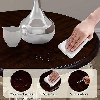 Vintage Small Round Wood End Table Side Table with Elegant Carved Antique Legs