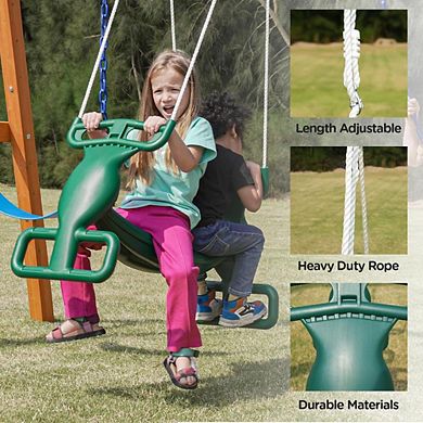 Wooden Swing Set with Swings and Glider