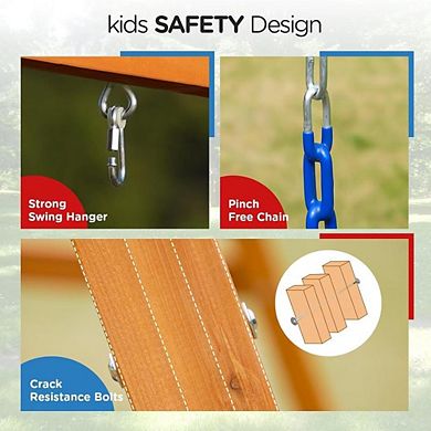 Wooden Swing Set with Swings and Glider