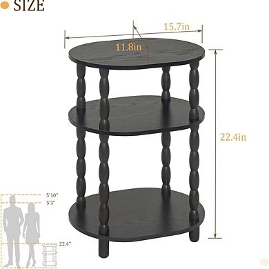 3-Tier Oval Side Table