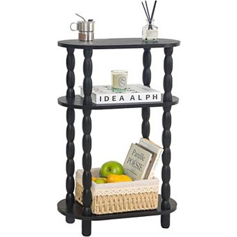 Small Narrow 3 tier Side Table with Storage Skinny Nightstand for Small Spaces