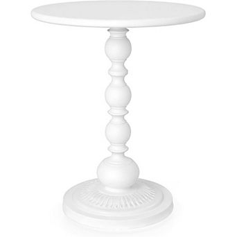 Vintage Metal Small Round Side Table Accent Pedestal Nightstand for Bedside