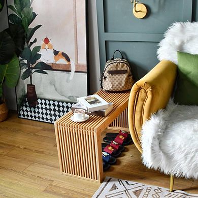 Natural Farmhouse Bamboo Dining Bench