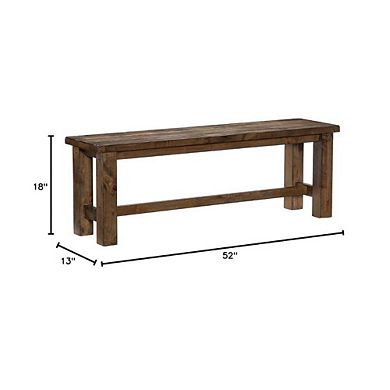 Burnished Brown Hardwood Dining Bench