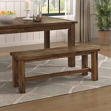 Burnished Brown Hardwood Dining Bench