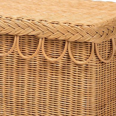 Light Honey Bohemian Rattan Accent Bench