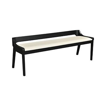 Black Faux Leather Rubberwood Dining Bench