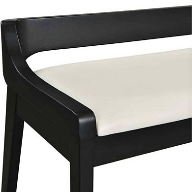 Black Faux Leather Rubberwood Dining Bench