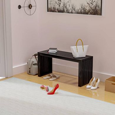 Black Farmhouse Bamboo Dining Bench