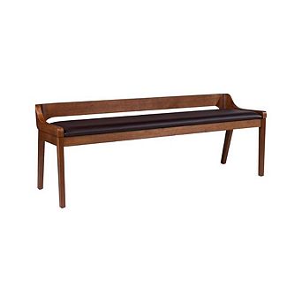 Chestnut Faux Leather Rubberwood Dining Bench
