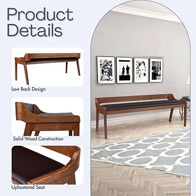 Chestnut Faux Leather Rubberwood Dining Bench