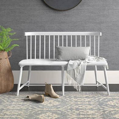 White Dining Bench With Spindle Back
