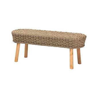 Light Brown Natural Seagrass Dining Bench