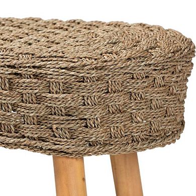 Light Brown Natural Seagrass Dining Bench