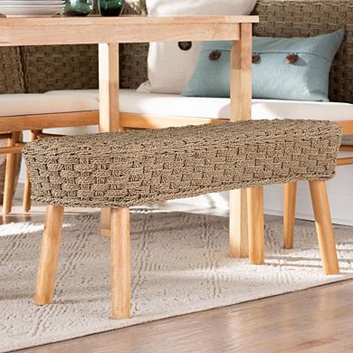Light Brown Natural Seagrass Dining Bench