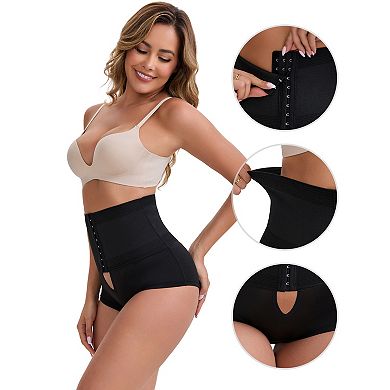 Women's High-Waisted Shaper Knickers Front Hook Closure Tummy Control Half-Hip Shaping Shorts