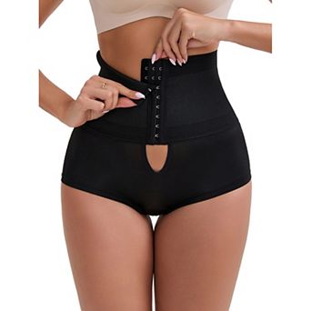Women's High-Waisted Shaper Knickers Front Hook Closure Tummy Control Half-Hip Shaping Shorts