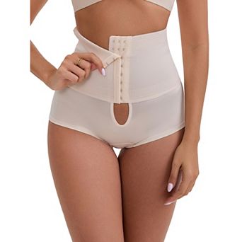 Women's High-Waisted Shaper Knickers Front Hook Closure Tummy Control Half-Hip Shaping Shorts