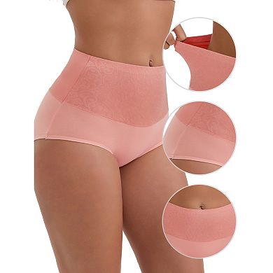 Women's High-Waisted Cotton Tummy Control Hip Lifting Underwear Briefs 5 Packs