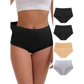 Women's High-Waisted Cotton Tummy Control Hip Lifting Underwear Briefs 5 Packs