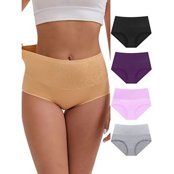 Women's High-Waisted Cotton Tummy Control Hip Lifting Underwear Briefs 5 Packs