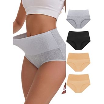 Women's High-Waisted Cotton Tummy Control Hip Lifting Underwear Briefs 5 Packs