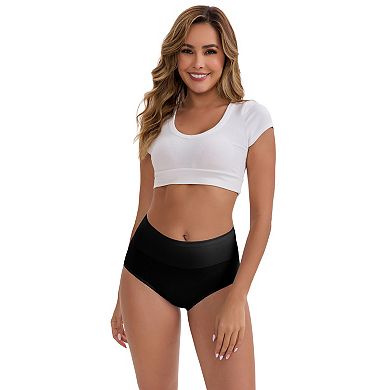 Women's High-Waisted Hip Lifting Tummy Control Underwear Cotton Breathable Briefs 4 Packs