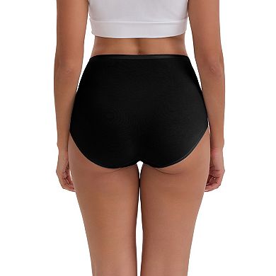 Women's High-Waisted Hip Lifting Tummy Control Underwear Cotton Breathable Briefs 4 Packs