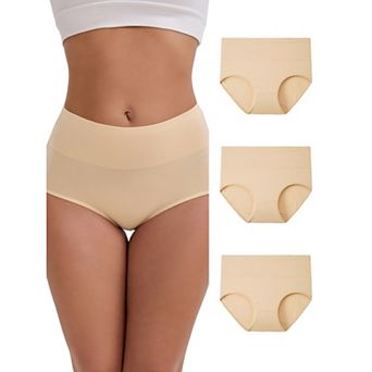 Women's High-Waisted Hip Lifting Tummy Control Underwear Cotton Breathable Briefs 4 Packs