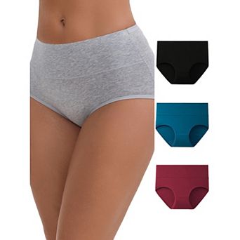 Women's High-Waisted Hip Lifting Tummy Control Underwear Cotton Breathable Briefs 4 Packs