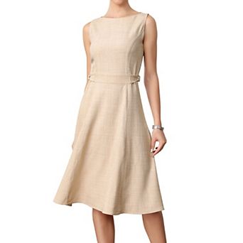 Business Casual Dress for Women Sleeveless Boat Neck A Line Work Midi Dresses