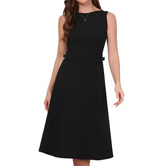 Business Casual Dress for Women Sleeveless Boat Neck A Line Work Midi Dresses
