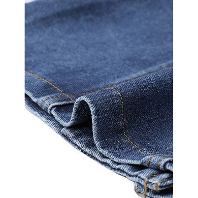 Denim Dress for Women Button Down Sleeveless Collarless Pockets Pencil Jean Dresses
