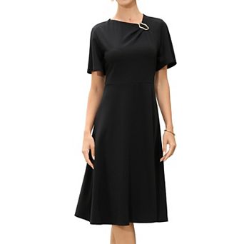Work Dress for Women Short Sleeve A-Line Business Casual Midi Dresses
