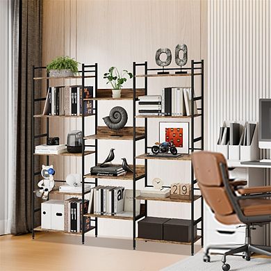 5-Tier Metal Bookshelf - Large Etagere Storage Rack for Office