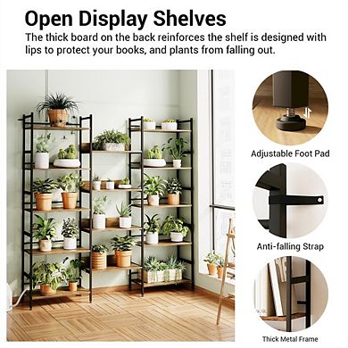 5-Tier Metal Bookshelf - Large Etagere Storage Rack for Office