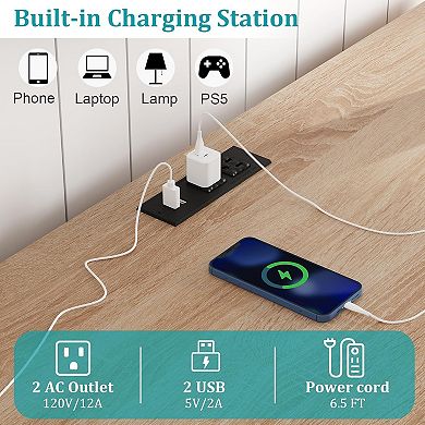 2-Drawer Sideboard Cabinet - LED Lights & Power Outlet