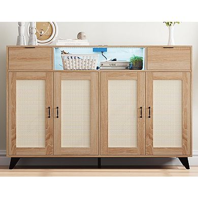 2-Drawer Sideboard Cabinet - LED Lights & Power Outlet