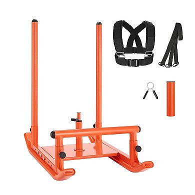 Fitness Training Sled with Adjustable Handles and Harness, Glides on Turf & Tracks