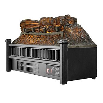 Wireless Remote Electric Fireplace with 3D Flame Effects and Overheat Protection - Black