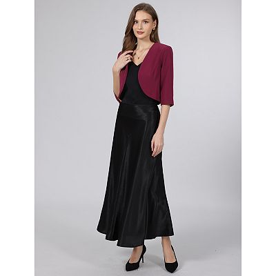 Bolero Cocktail Dress With Cardigan Inspire Chic Women's Floral Lace Evening  3/4 Sleeves Formal Elegant