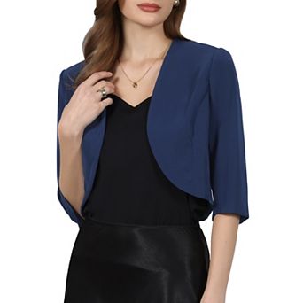 Women's 3/4 Sleeve Cardigan Open Front Eleggant Cocktail Bolero Shrug for Dress