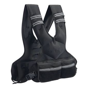 Weighted Workout Vest with Removable Weight Bags and Rear Mesh Pocket - Black