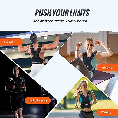 Weighted Workout Vest with Removable Weight Bags and Rear Mesh Pocket - Black