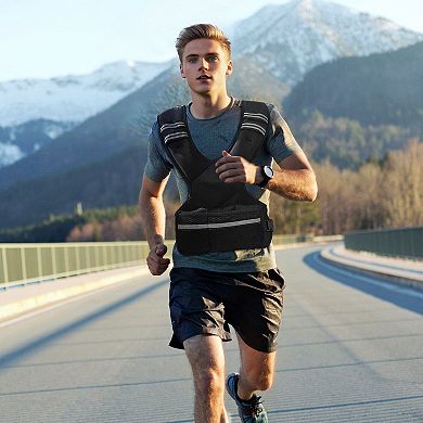 Weighted Workout Vest with Removable Weight Bags and Rear Mesh Pocket - Black